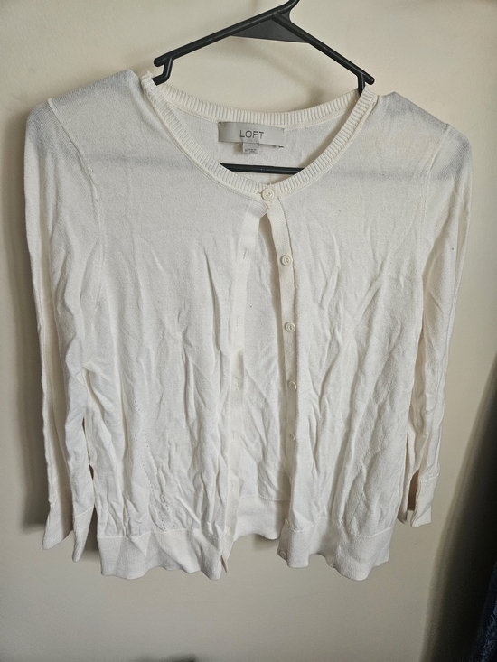 LOFT Tops - Loft Lightweight White Button Cardigan